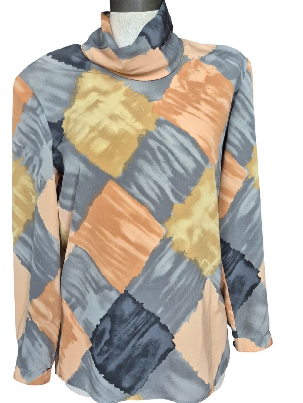 Louis Feraud Vintage Abstract Geometric Print Blouse Size 4